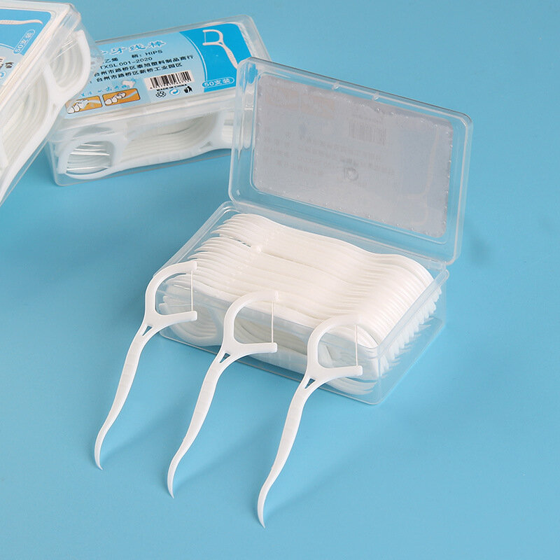 50/100Pcs Wegwerp Dental Floss Bleken Tanden Tandenstokers Stick Schoonmaken Rager Dental Floss Pick Mondhygiëne Care