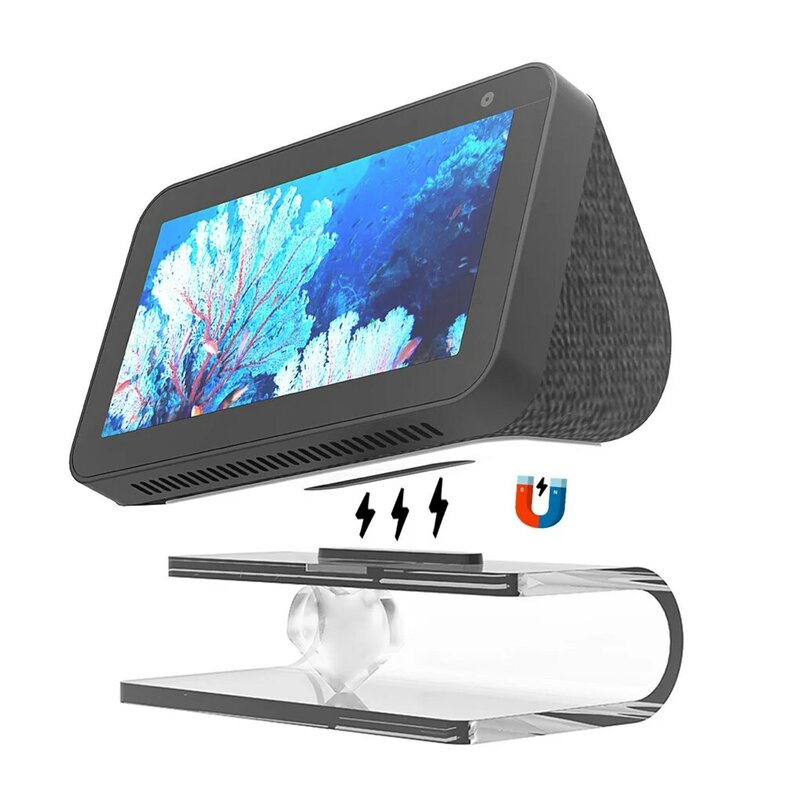 Audio Stand For Echo Show 8 Adjustable Transparent Stand Mount Accessories Fully Acrylic Anti-Slip Base For Echo Show 5