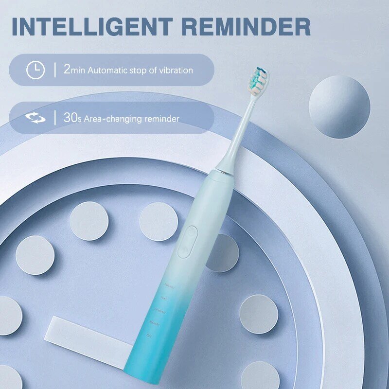 Boyakang vibração ultrassônica escova de dentes elétrica lembrete inteligente ipx8 à prova dwaterproof água cerdas dupont tipo-c carregamento byk23