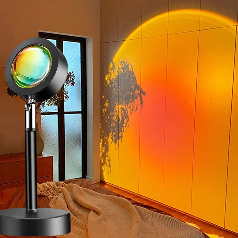 Proyector Led de noche, lámpara de mesa de proyección solar para dormitorio, decoración de fondo de pared, color arcoíris, rojo atardecer, USB led lampara de noche dormitorio luminaria figuras anime
