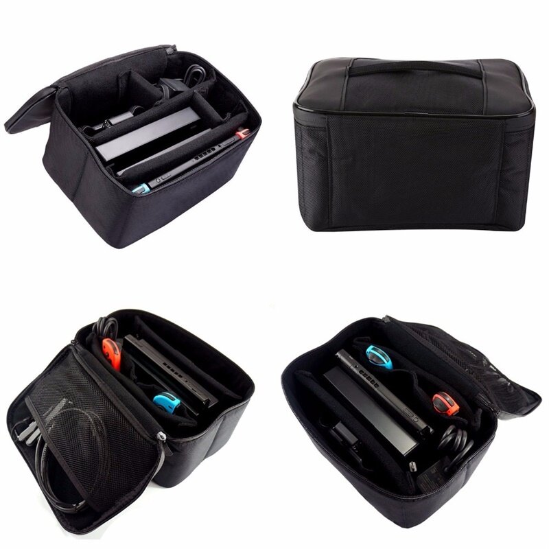 أسود إيفا المحمولة قدرة عالية تحمل حقيبة آمنة السفر لعبة حقيبة للتخزين دائم انفصال المقصورات ل نينتندو سويتش