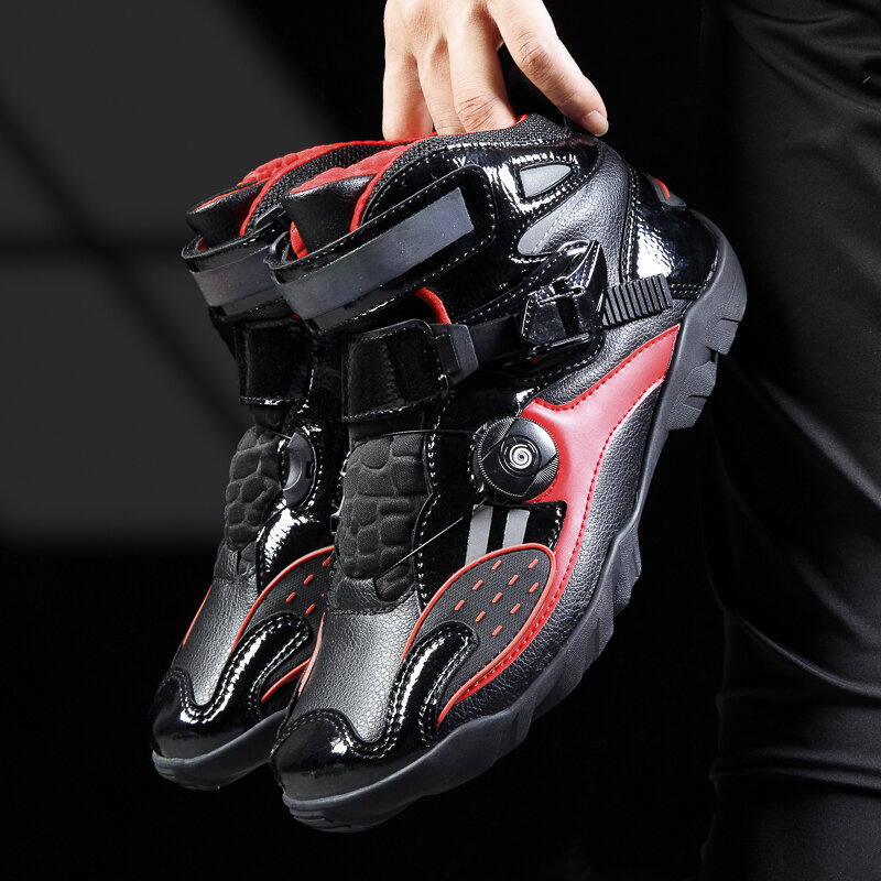 Zapatos de motocicleta antideslizantes para hombre, botas protectoras todoterreno para motocicleta, zapatos de viaje transpirables de locomotora