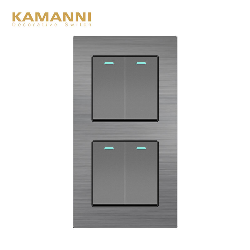 Kamani-مفتاح حائط بمقبس ، 220 فولت ، سبائك الألومنيوم AC ، ثلاثة إطارات ، DIY