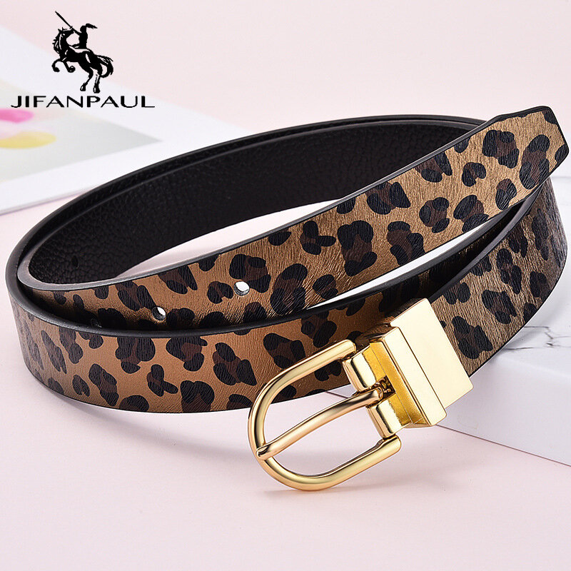 JIFANPAUL Women's Genuine Leather Fashion Belt with Ladies Dress High Quality Vintage Belt Luxury new Gold Buckle Free Shipping
