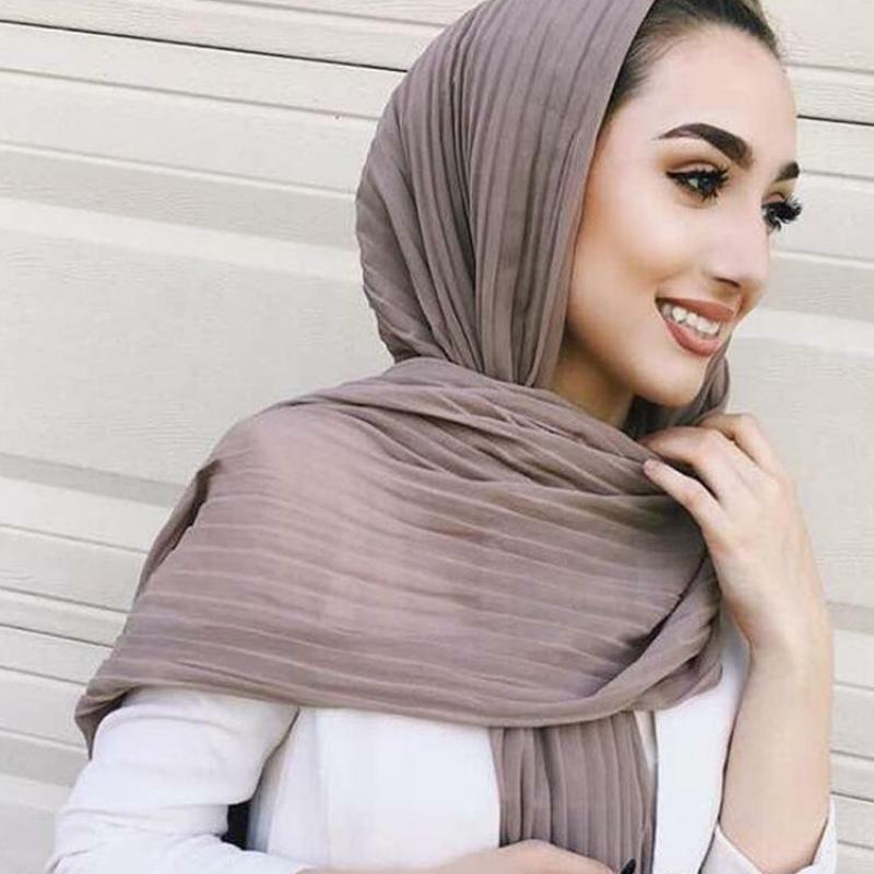 ชีฟองผ้าคลุมไหล่ผ้าพันคอ Stole ผ้าพันคอมุสลิม Hijab คุณภาพสูงหัวผ้าฝ้ายธรรมดา 180 ซม.* 85 ซม.