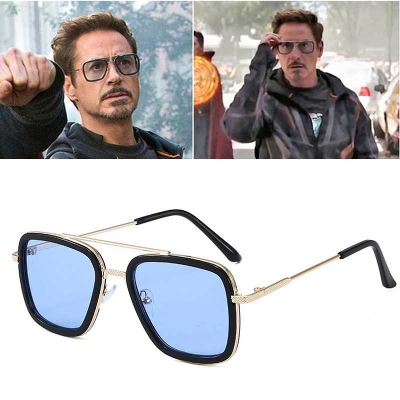 Kacamata Besi Pria Kualitas Tinggi Tony Stark Memancing Kacamata Persegi Luar Ruangan Olahraga Memancing Kacamata Olahraga Pria Laba-laba