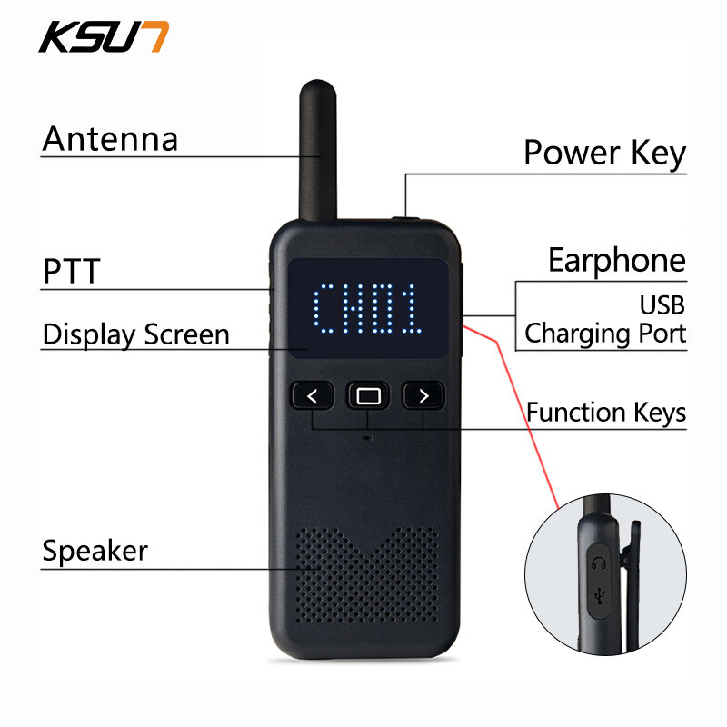 Novo novo erqi walkie talkie 2 pçs ksun m3 rádio em dois sentidos 8 watt de longa distância comunicador transceptor mini talkie walkie interfone