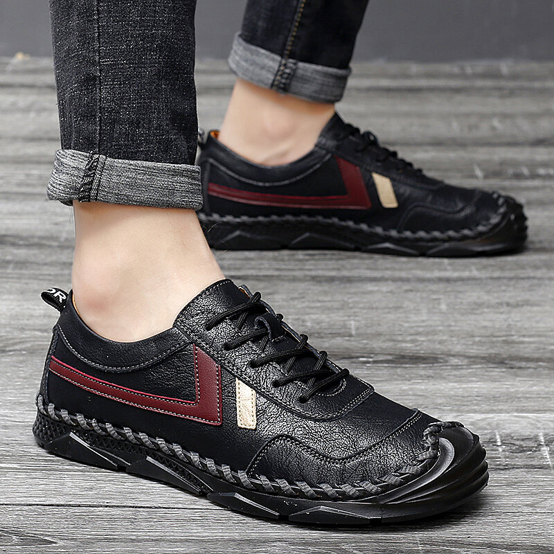 Hot Men's leather casual shoes 2020 High-quality handmade men's shoes Fashion casual sports business flat shoes Big Size 47 New