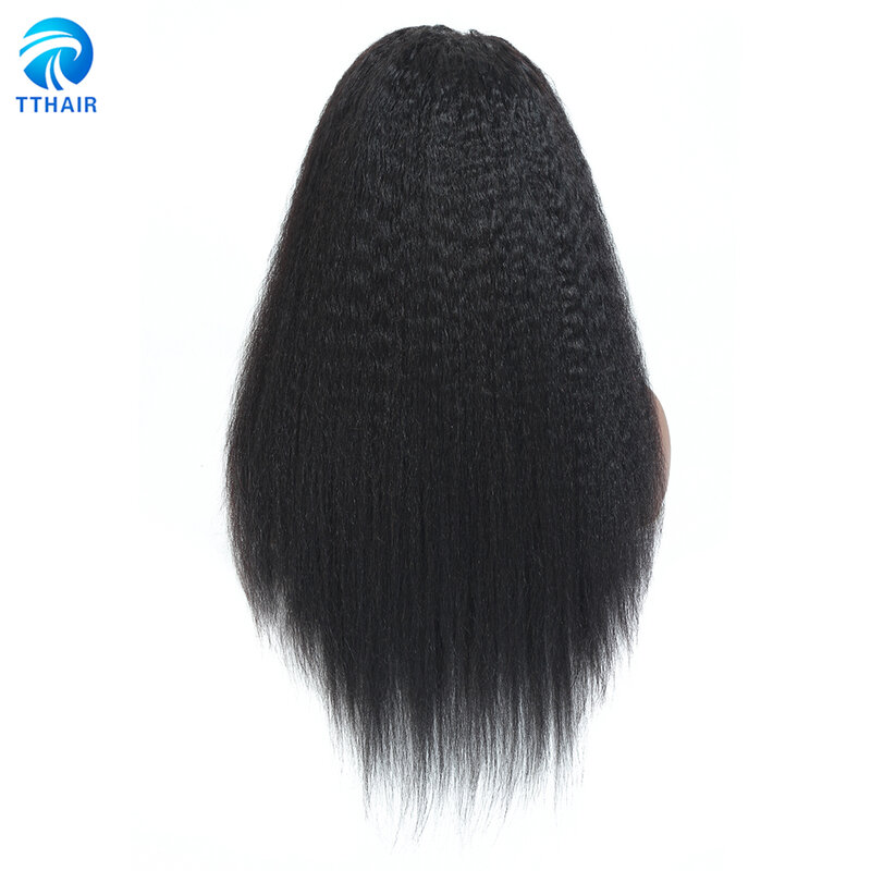 Tthair-peruca de cabelo humano, renda frontal, 13x4, cabelos remy, crespo, liso, cor natural, cabelo brasileiro, yaki