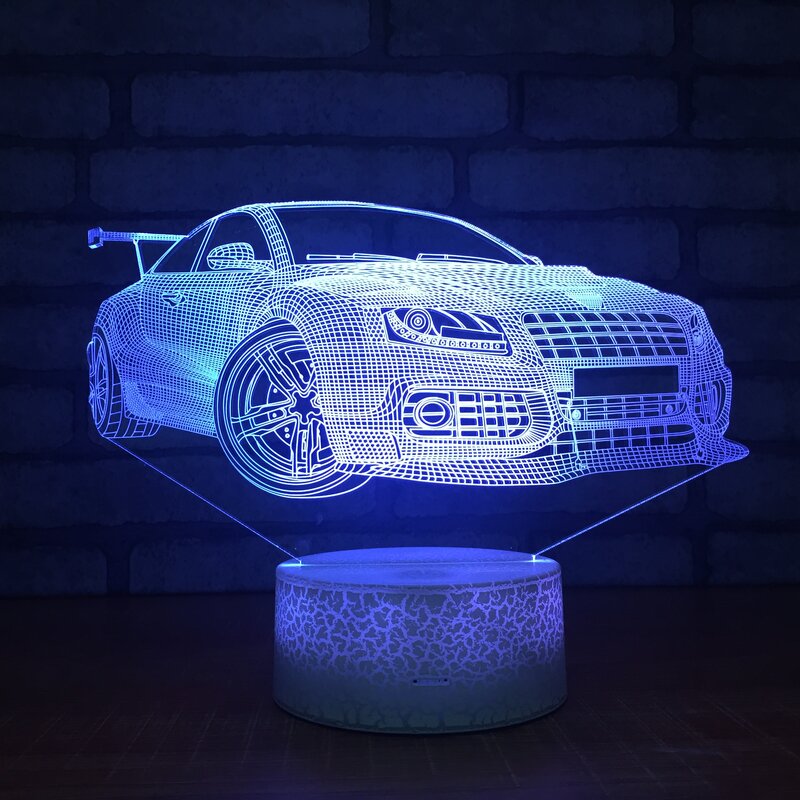 Auto 3D Lamp Led Usb Mode Usb Nachtlampje 7 Kleur Veranderende Touch Remote Kids Geschenken Home Slaapkamer Desk Naast slapen Decor