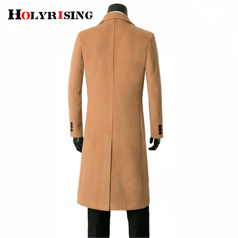 S-9XL الرجال معطف الصوف 50% الصوف طويل طول الركبة معطف الصوف وسيم ضئيلة معطف الصوف النمط البريطاني الصوف معطف 19217