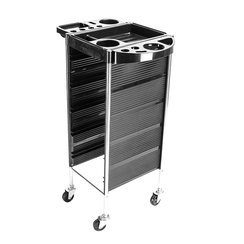 5-Tiers Hairdresser Beauty Storage Trolley Flexible Rollers Black Ideal for Placement Hair Beauty Tools[US-Stock]