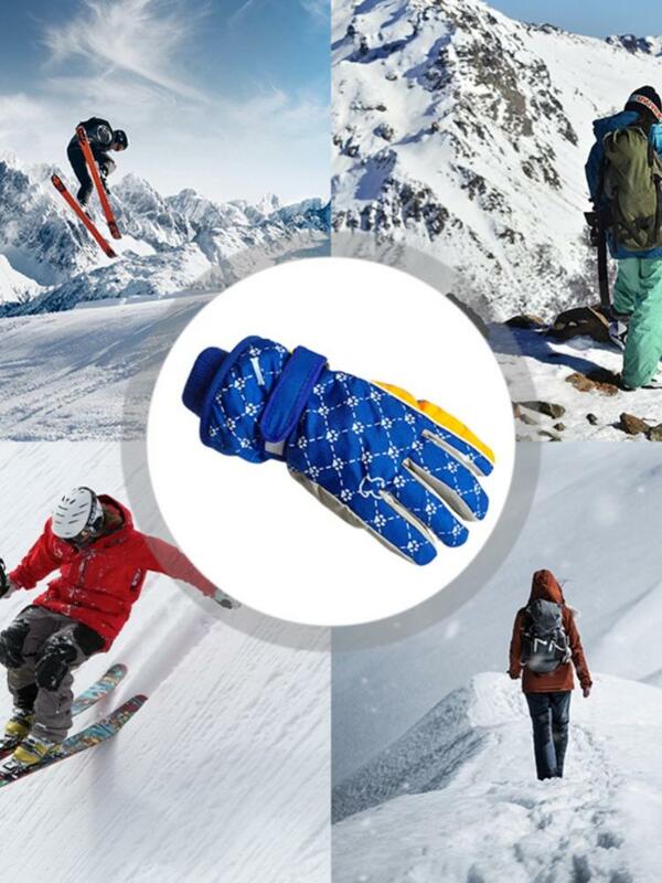 Winter Children'S Outdoor Ski Warm Long-Sleeved Mittens Windproof Thickened Sports Non-Slip Comfortable Snow Gloves
