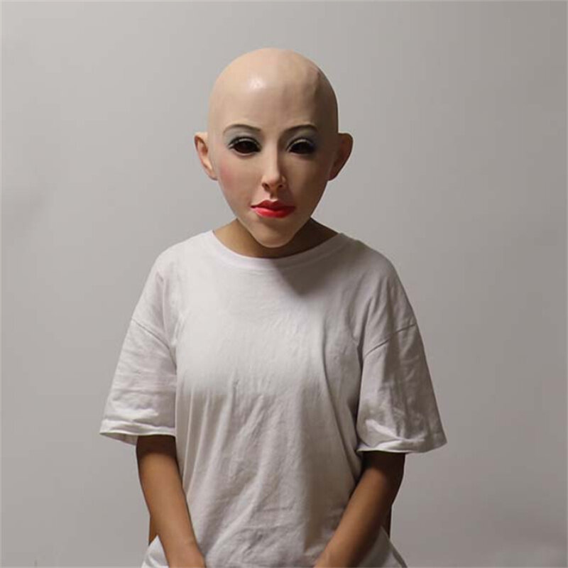 Máscara feminina realista para o dia das bruxas máscara de festa de látex máscara de látex do sexo feminino humano