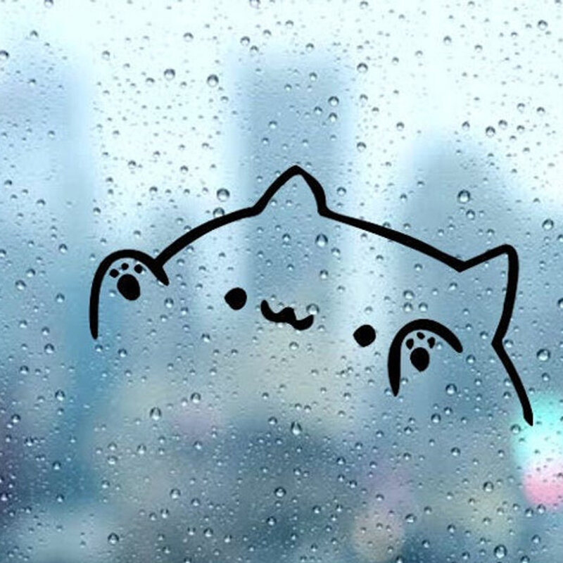 Hitam/Perak Bongo Cat Meme Kawai Stiker Bodi Mobil Vinil Aksesori Mobil Stiker Bumper Jendela Mobil Otomatis S1270