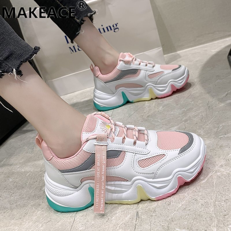 Sepatu Wanita Sneakers Sepatu Platform 2021 Sepatu Kasual Luar Ruangan Modis Sepatu Ayah Sol Lembut Nyaman Sepatu Jalan Ukuran Besar