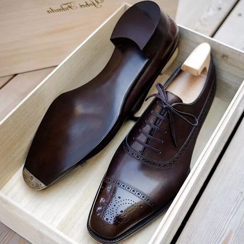Chaussures habillées en cuir Pu marron pour hommes, De haute qualité, décontractées, classiques, haut De gamme, nouvelle collection, ZQ0078