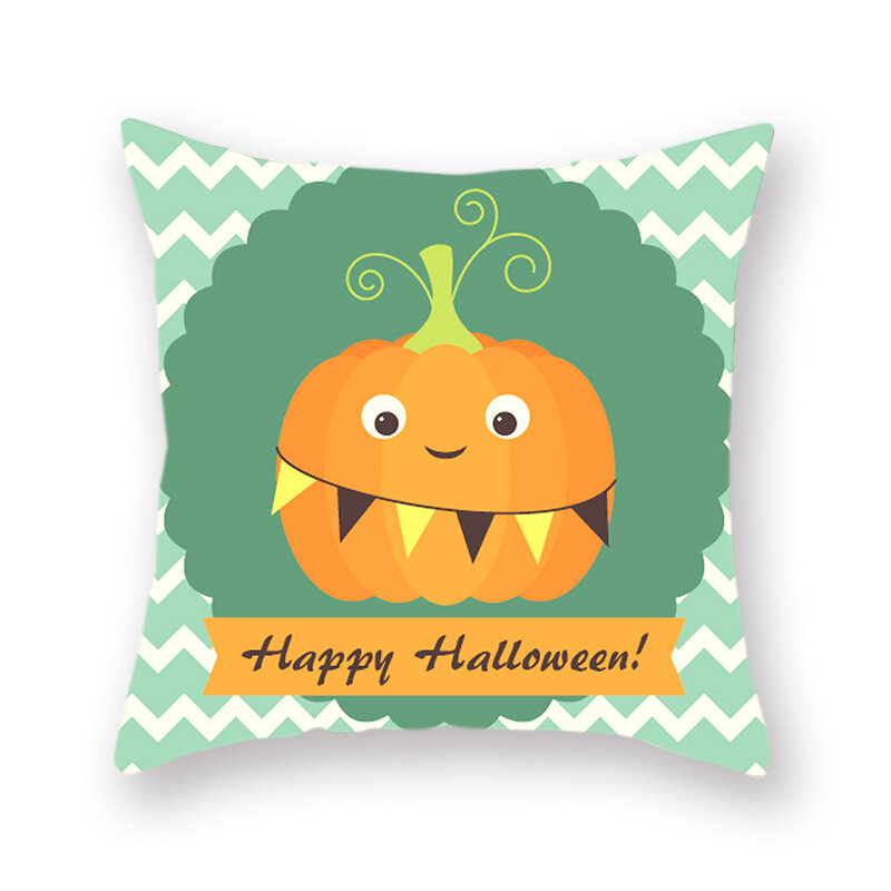 1Pc Halloween Patroon Dubbelzijdig Polyester Gedrukt Kussensloop Decoratieve Sofa Pompoen Zwarte Kat Gele Kussenhoes