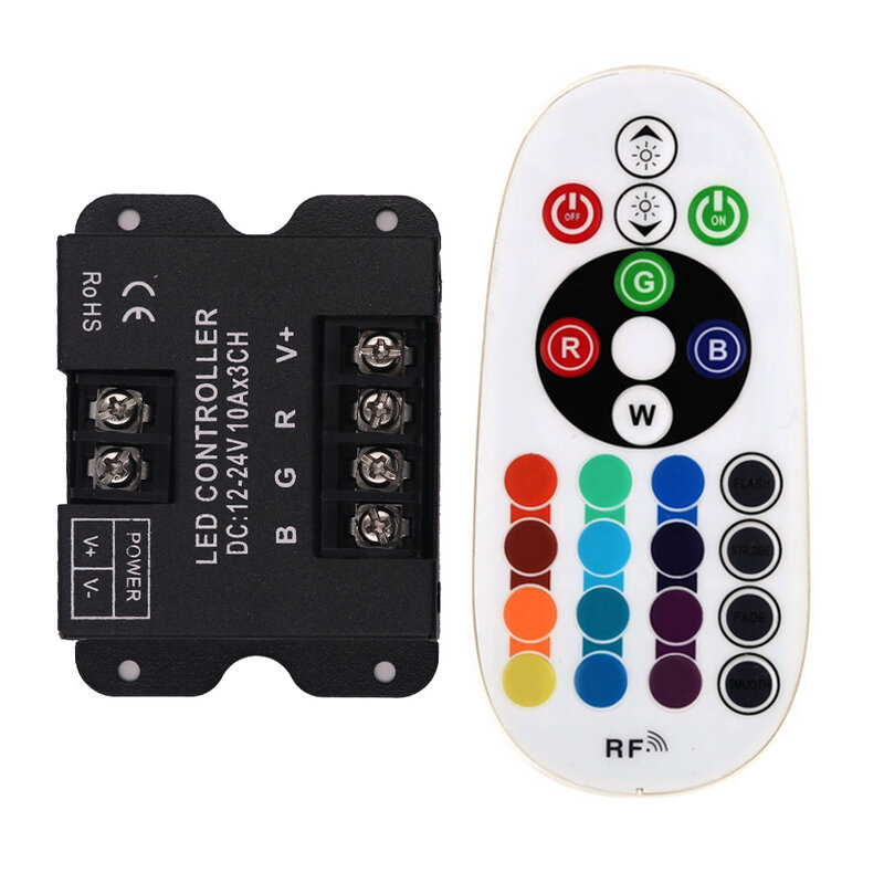 30A 10Ax3CH LED RGB Controller with 24Key RF Remote Control DC12-24V Wireless RGB Controller for LED Strip Light or Modules
