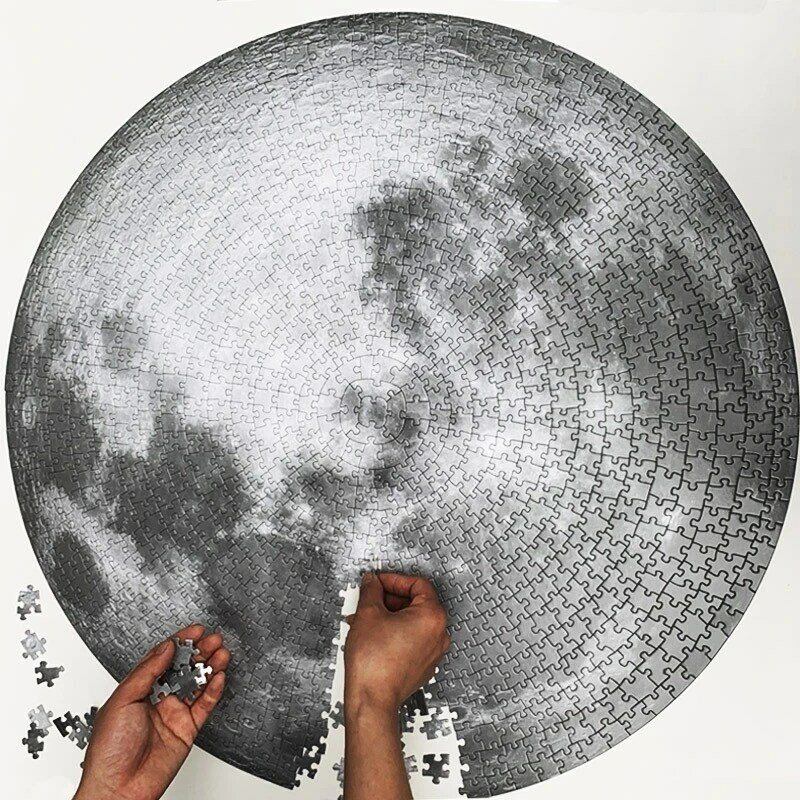 لغز ثلاثية الأبعاد للبالغين 500/1000 قطعة مستديرة الأرض القمر ملاحظة بانوراما الألغاز مع صندوق ألعاب تعليمية لعب للتعلم للأطفال