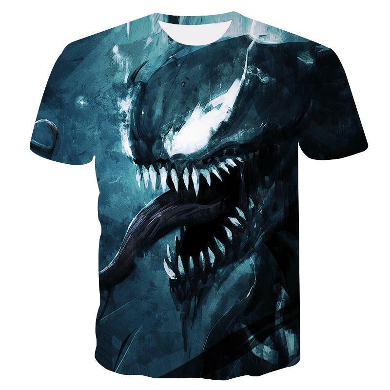 T-shirt manches courtes col rond homme, décontracté, à la mode, cool, grande taille shi, série du film venom, été, impression 3D