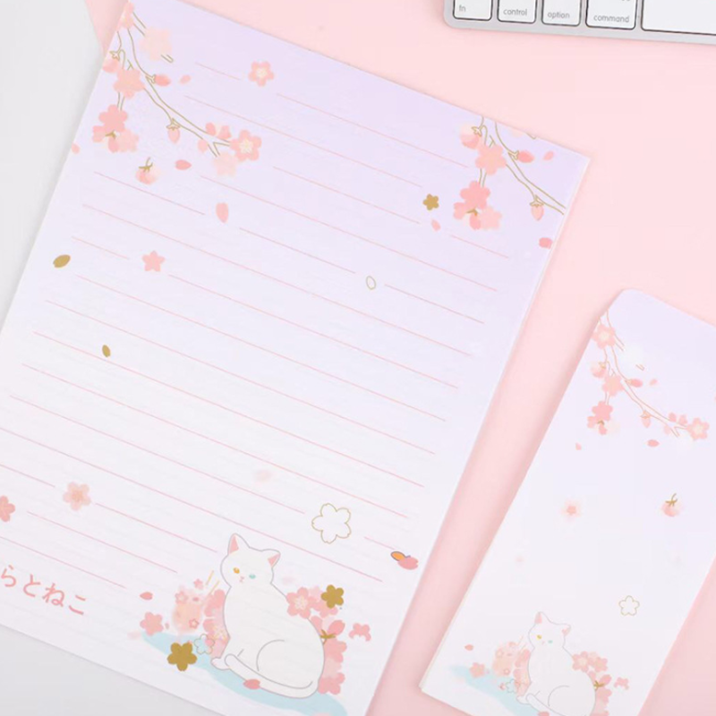 1 zestaw idylliczny kot koperta papier do pisania zestaw spowiedź list zaproszenie na ślub biuro szkolne pisanie papeterii