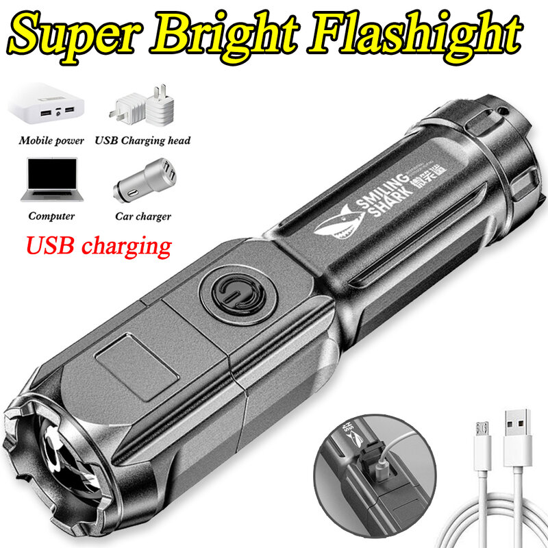 Durable Strong Light Flashlight High power Rechargeable Zoom Super Bright Tactical flashlight Outdoor lighting Led Torch фонарик
