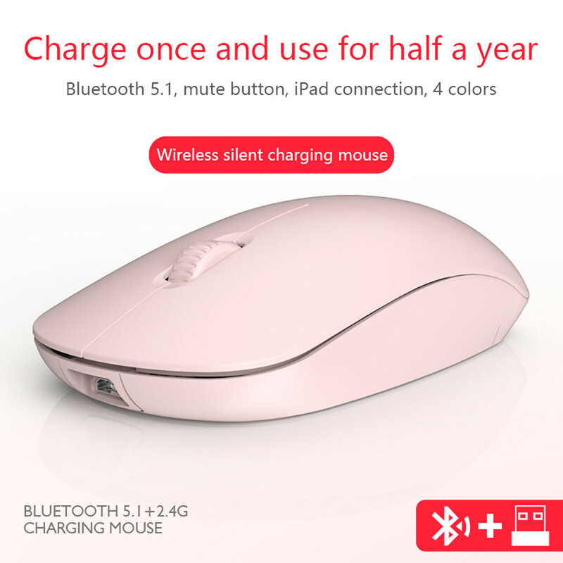 2,4G Wireless Bluetooth Maus Universal Dual Modus 1600 DPI 3 Tasten Wiederaufladbare Mäuse Für Notebook Computer Notebook M-acbook