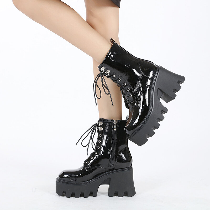 AIYUQI Giày Bốt Martin Nữ Thu Đông 2021 Mới Bằng Sáng Chế Da Cao Cấp Dày Dặn-Gót Giày Boot Cổ Ngắn Nữ Nền Tảng Xe Máy giày Nữ