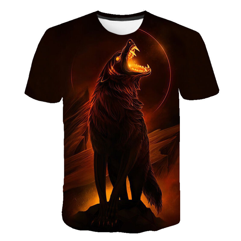남성 패션 T-셔츠 남성 2019 최신 6XL 늑대 3D 인쇄 동물 멋진 재미 T-셔츠 남성 짧은 소매 여름 탑 T 셔츠 Tshirt