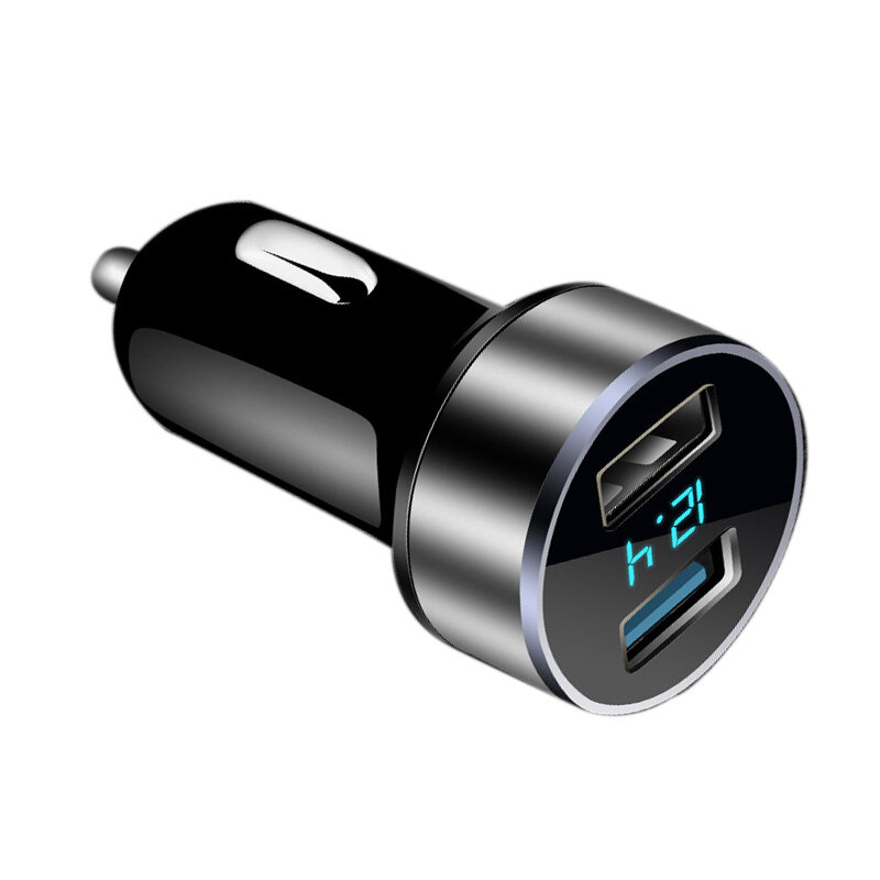 Pengisi Daya Mobil USB Ganda Soket Pemantik Rokok Pengisi Daya Mobil Cepat Adaptor Daya Cepat untuk Ponsel Pintar Tampilan LCD 12V 24V