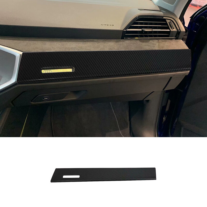 For AUDI Q3 2019 2020 2021 Center Console Dashboard Trim Strips ABS Car Door Decoration Cover Trims Carbon Fiber Style
