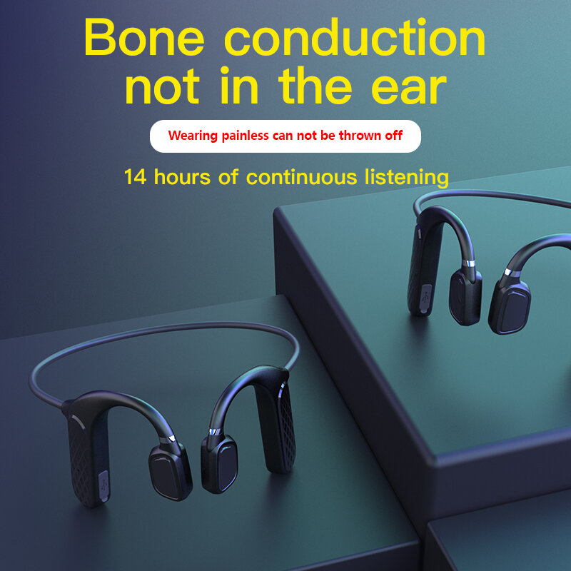 Bone Conduction Headphones Wireless Bluetooth 5.0 Headset Noise Reduction Stereo Earbuds Sport Waterproof Earphones With Mic
