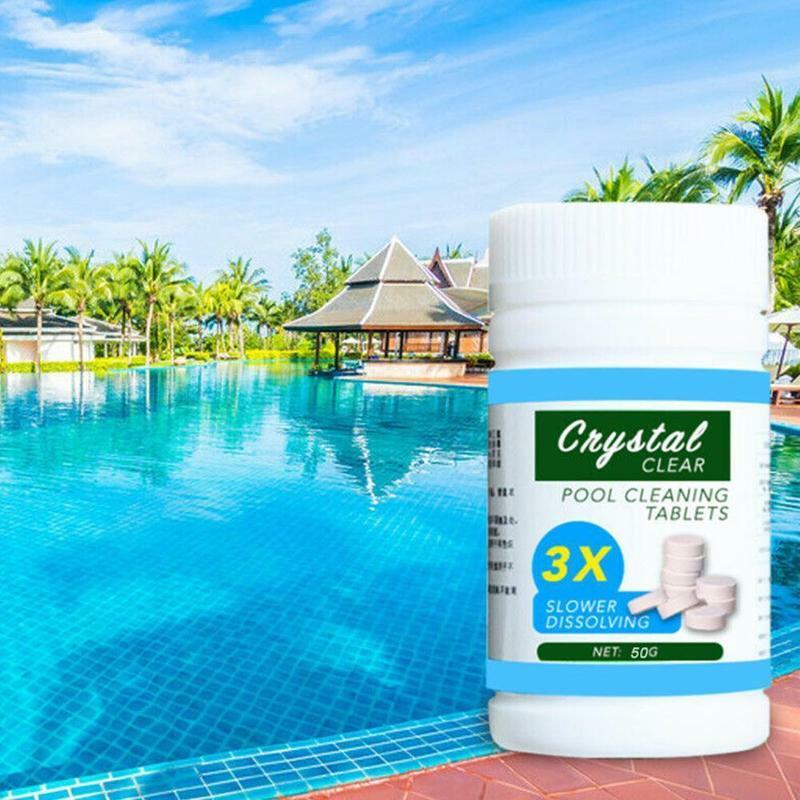 50 Pieces / Bottle Swimming Pool Cleaning Multi Use Effervescent Tablets Chlorine Tablets Swimming Pool Clarifier Multifunction