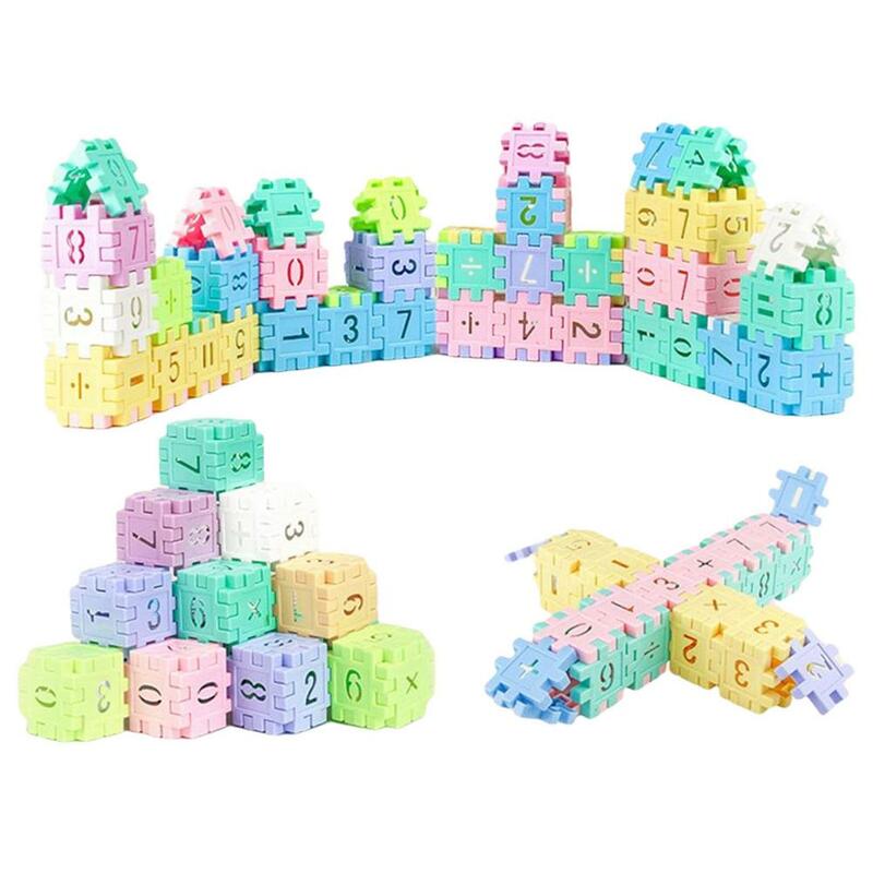 96Pcs Intelligentie Baby Blokken Match Vorm Puzzel Speelgoed Leren Educatief Digitale Geometrische Vormen Bouwstenen Baby Speelgoed