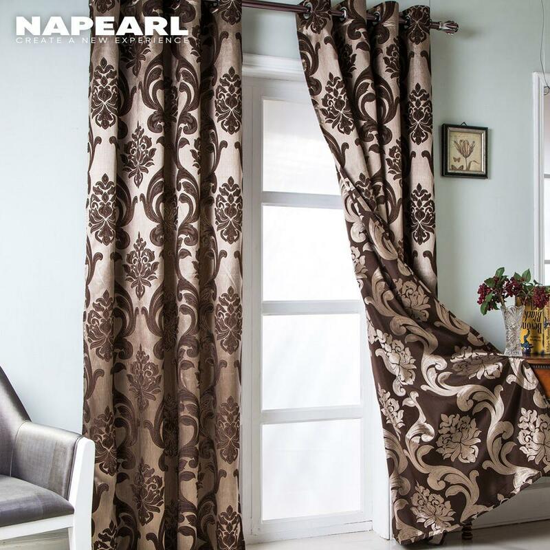 NAPEARL tende da finestra moderne Jacquard in stile europeo pannello Semi oscurante di lusso nero marrone elegante soggiorno drappeggi