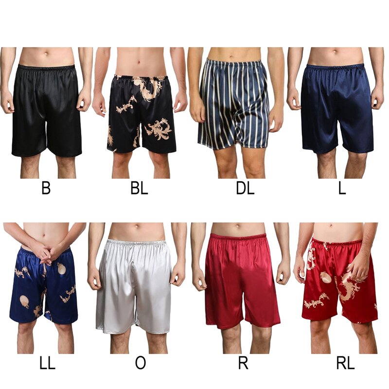 Camisón Sexy de imitación de seda para hombre, pantalones sueltos, pijama cómodo, pantalones cortos para dormir en casa, playa, fiesta, RTYU1
