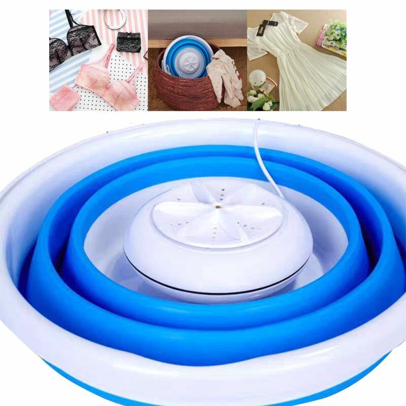 Składany Mini pralka obrotowe turbiny ultradźwiękowe myjka USB ładowanie Cleaner dla domu podróży D0AB