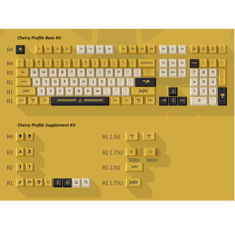 Juego de teclas de perfil Cherry XDA para teclado mecánico, sublimación de tinte PBT, tamaño completo, 119 piezas, diseño en inglés de EE. UU.