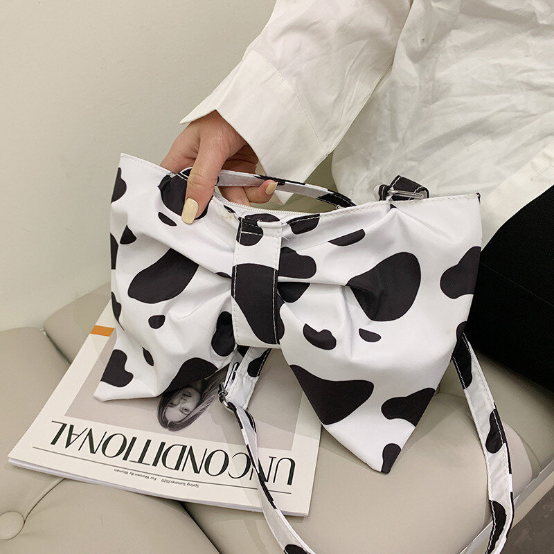 Fashion Design kobiety Canvas torby na ramię duża pojemność panie Bowknot Crossbody torby przenośne damskie torebki z uchwytem w stylu Casual torebki 2021