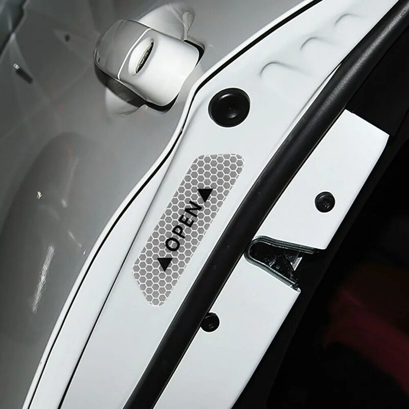 Pegatinas reflectantes de advertencia para coche, pegatina de apertura de puerta, rueda de diamante, tira reflectante, 4 piezas