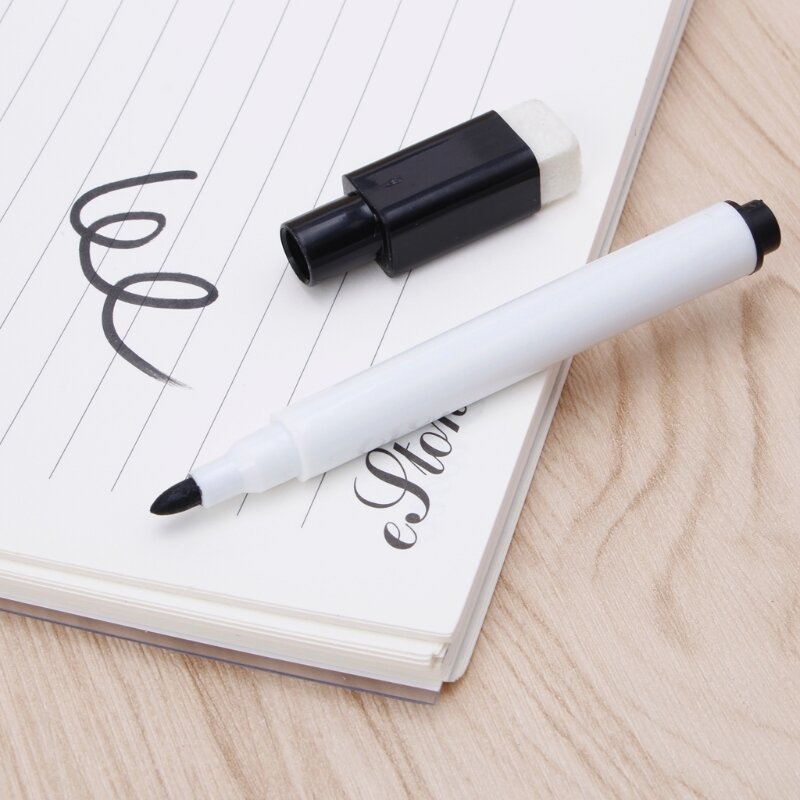 5Pcs Whiteboard Pen Erasable Dry White Board Markers Black Ink Fine Size Nip 