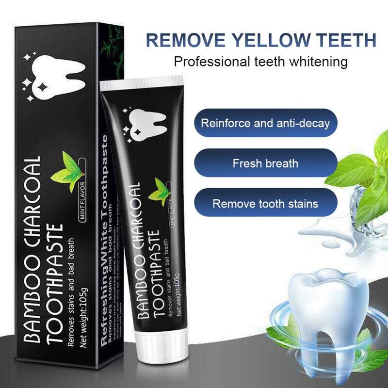 Dentifricio carbone attivo denti sbiancanti dentifricio per alito cattivo macchie ingredienti naturali pulizia dei denti cura orale