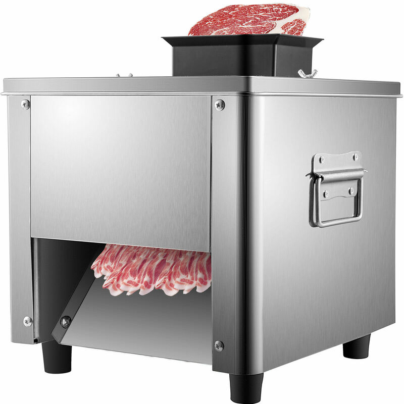 Vevor 331 lbs/h elétrica presunto cortador de carne 850w máquina fria 2.5-10mm lâminas de aço inoxidável para carne de porco de peixe comercial