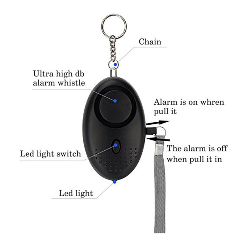 LLavero de autodefensa de 130dB, alarma de sonido antiataque LED de emergencia-KL1, alarma de emergencia de seguridad Personal