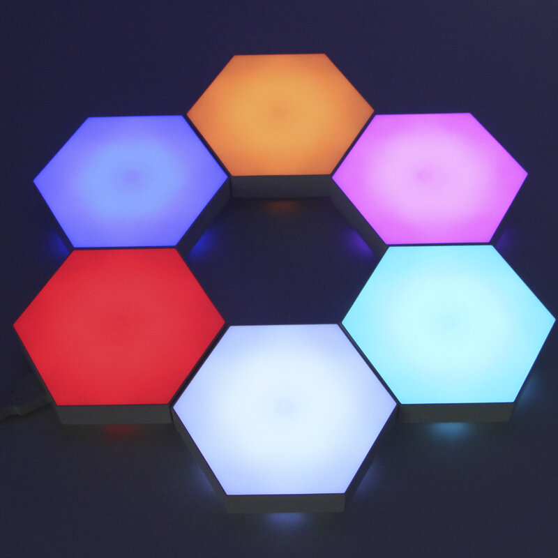Combinaison de lumière murale hexagonale avec télécommande tactile RGBCW, luminaire décoratif, style quantique, à monter soi-même