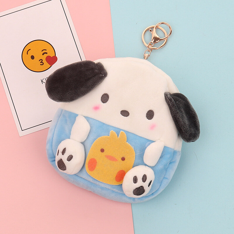 FUDEAM 부드러운 봉제 일본 만화 토끼 개 여성 동전 지갑 미니 귀여운 지퍼 여자 동물 동전 지갑 USB 케이블 헤드셋 가방