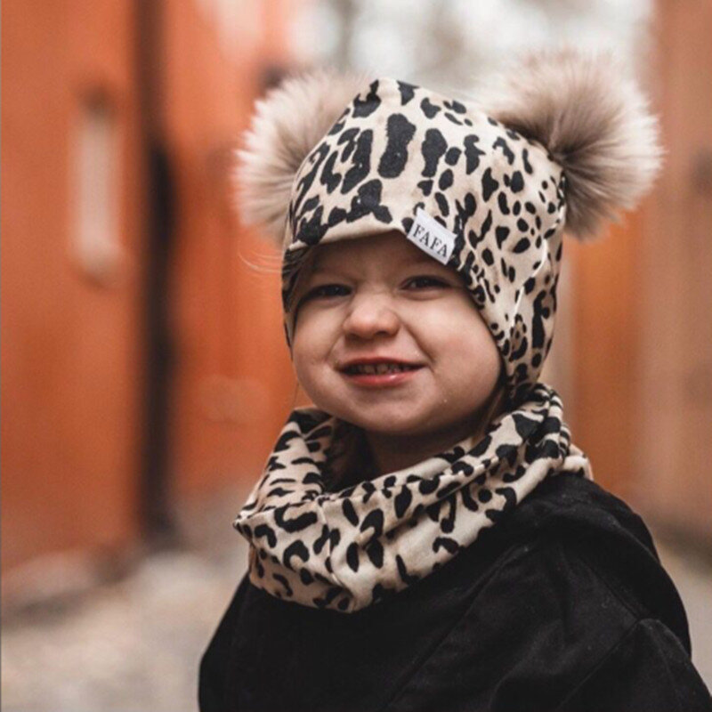 Мягкая и приятная для кожи теплая шапка и шарф для младенцев комплект из двух предметов милые шапки для младенцев с принтом головной убор дл...