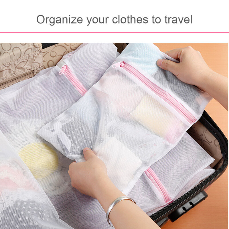 De malla con cremallera bolsas para lavar la colada plegable espesar prendas delicadas ropa interior de protección para ropa red lavandería bolsa