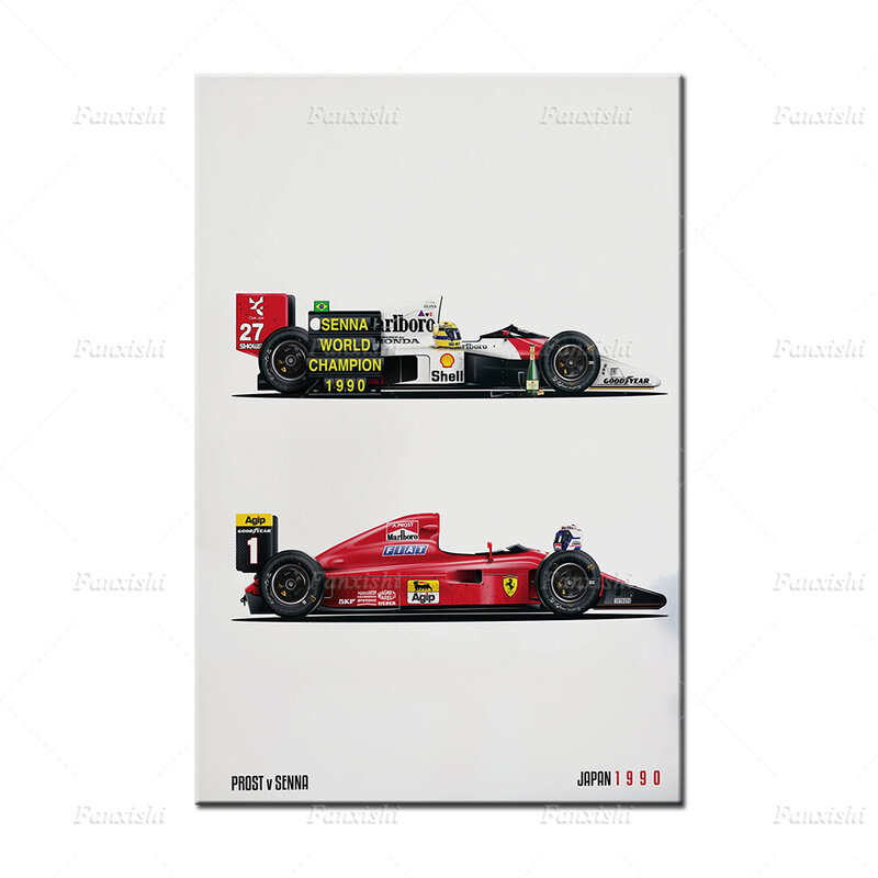 McLaren – affiche F1 MP4/5B, Ayrton Senna, Alain Prost, Champion du monde, 1990, imprimés, affiche murale, peinture sur toile, décor